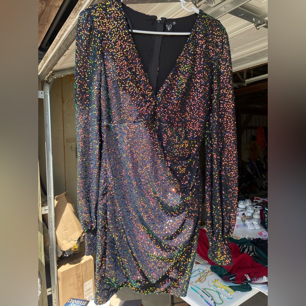 Sequin V-Neck Dress